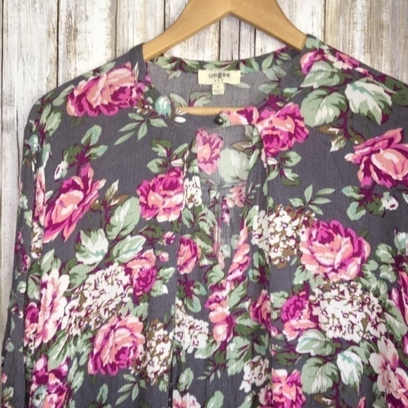 Umgee Grey Floral Dress/Tunic - Picture 3 of 6